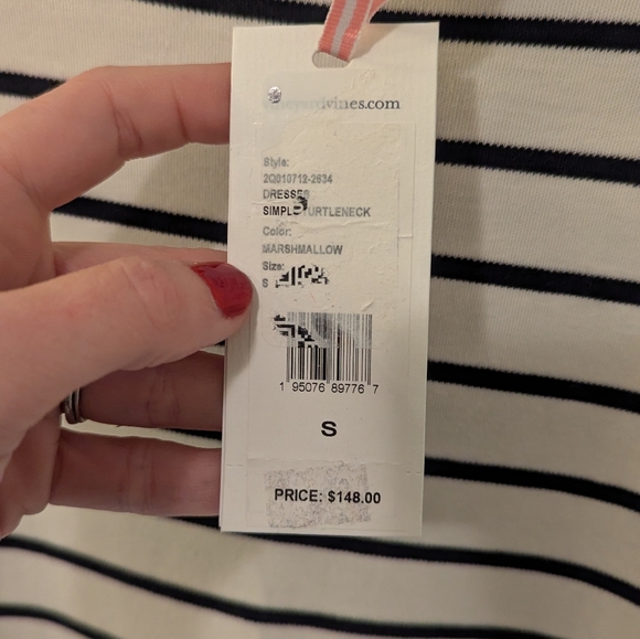 Vineyard Vines Simple White and Navy Striped Turtleneck Dress - Picture 6 of 9